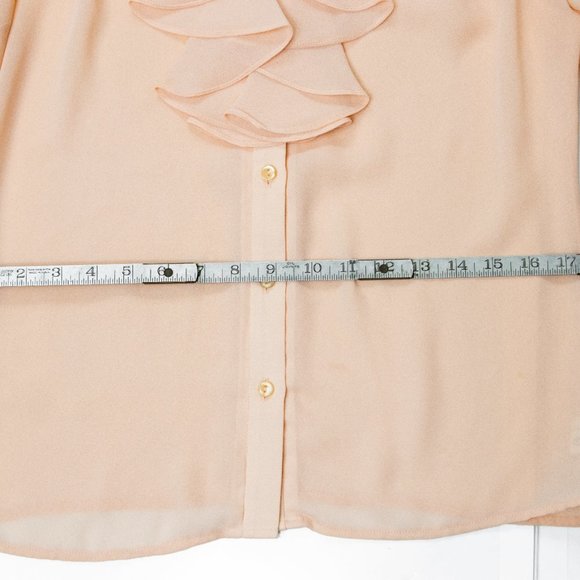 Vintage Ruffle Button Down Dress Shirt | Elise Whitely Women's Peach Size 12 - Picture 7 of 9